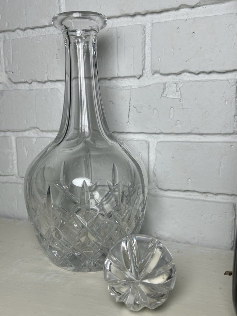 Clear Cut Glass Decanter with Stopper